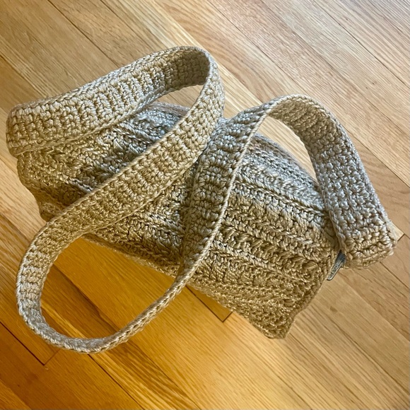 The SAK - tan knit/EUC (looks new!)/cross over purse w/flap-over top/int.pocket - Picture 7 of 10